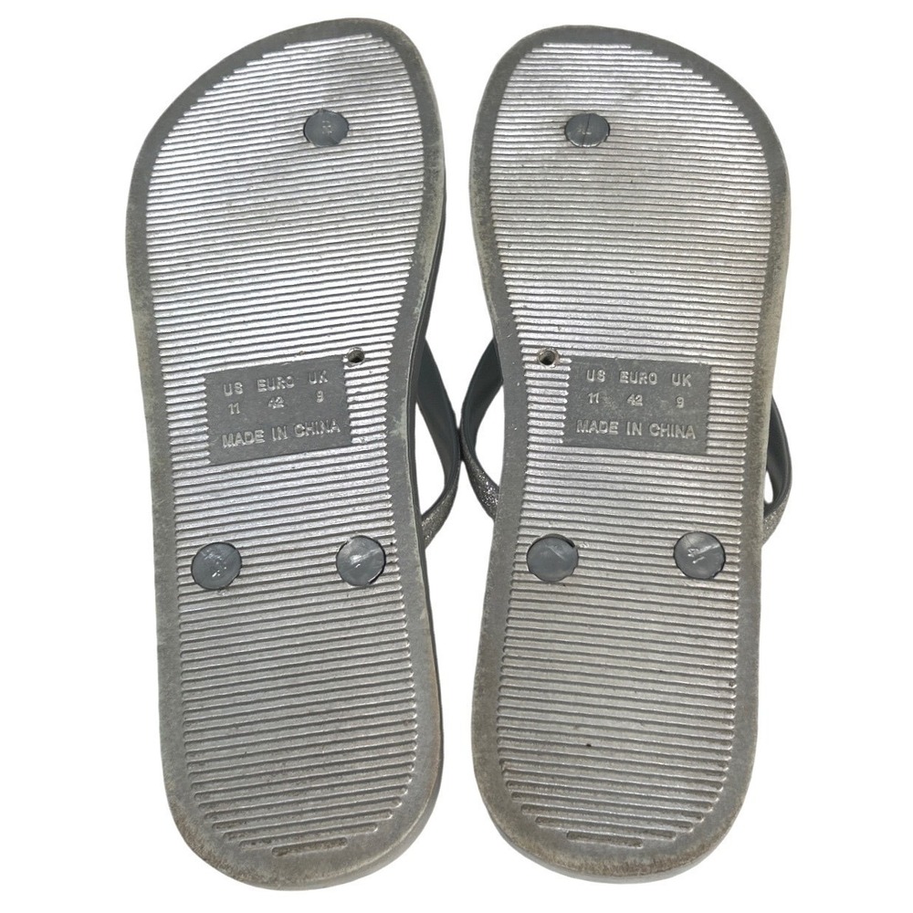 Capelli New York Womens Flip Flop Sandals Silver Metallic Glitter Size 11 - Picture 7 of 7